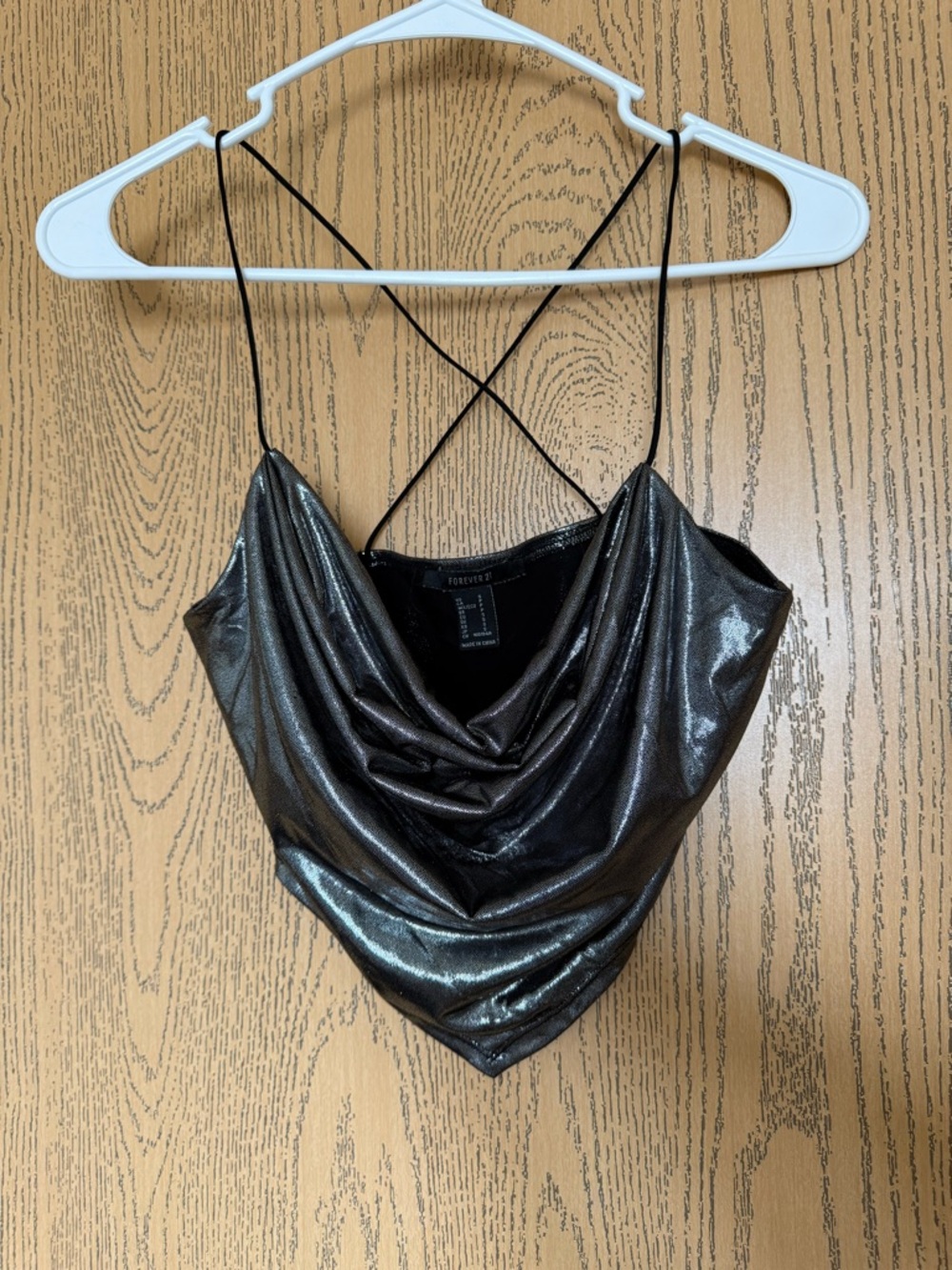 Forever 21 Black Metallic Cowl Neck Camisole